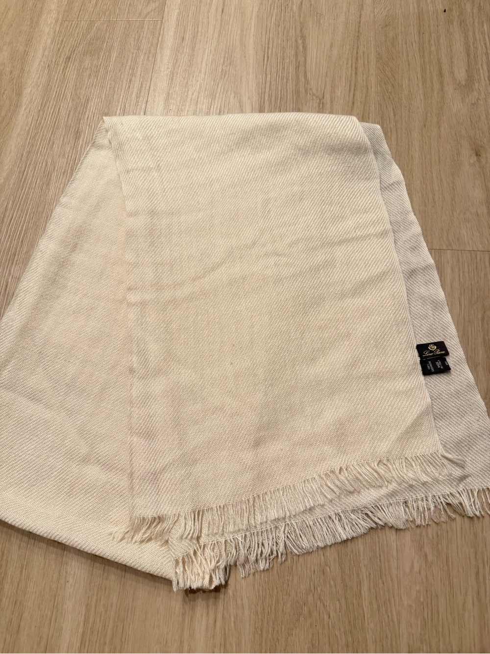 Loro Piana Cream Fringe Cashmere-Silk Wrap